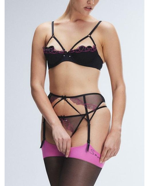 Cherry Embroidery Garter Belt